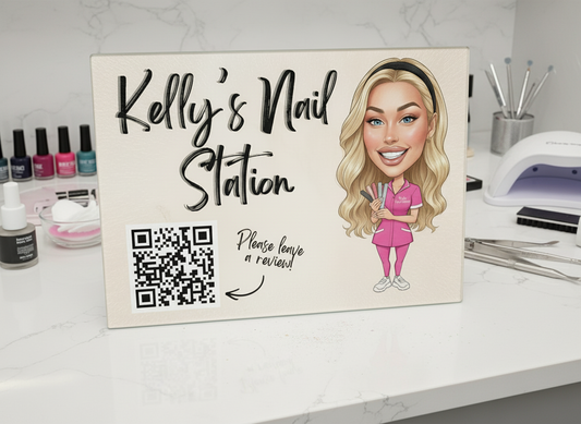 Personalised Business Cartoon Novelty Nail Station Multi Use Glass Board
