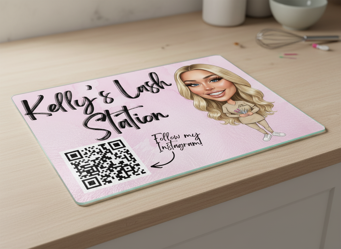 Personalised Business Cartoon Novelty Lash Station Multi Use Glass Board