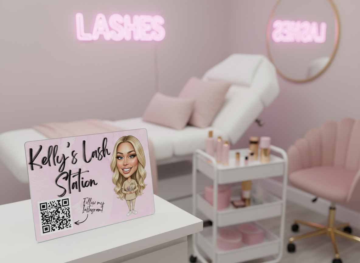 Personalised Business Cartoon Novelty Lash Station Multi Use Glass Board