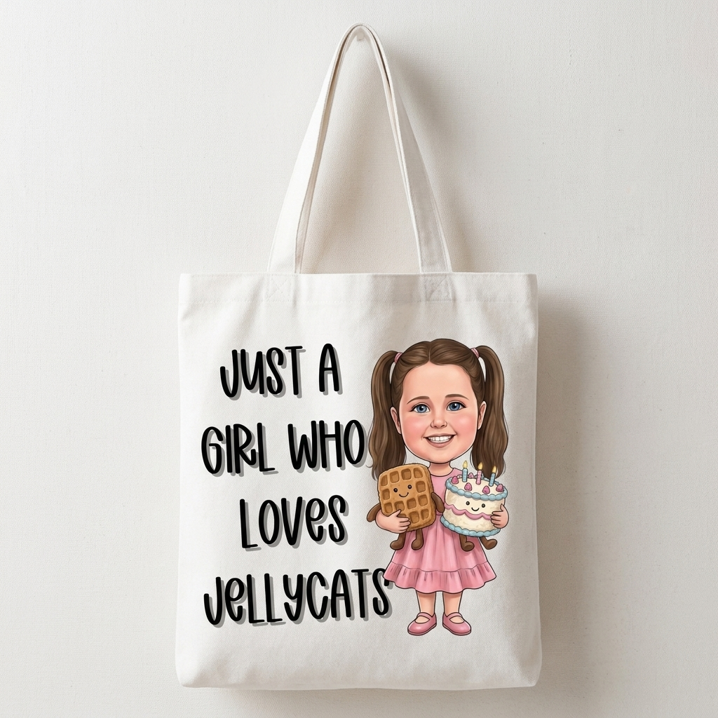 Personalised Cartoon Novelty Children's White JellyCat Tote Bag
