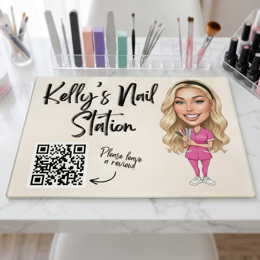 Personalised Business Cartoon Novelty Nail Station Multi Use Glass Board